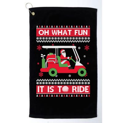 Oh What Fun It Is To Ride Golf Cart Golfer Christmas Sweater Golf Towel