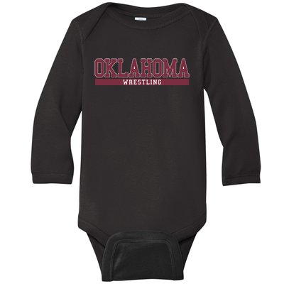 Oklahoma Wrestling Funny Baby Long Sleeve Bodysuit