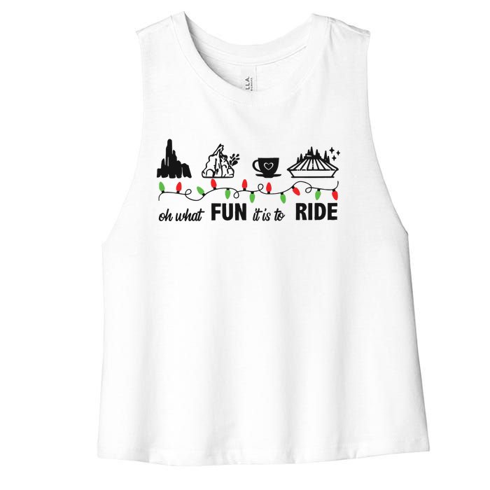 Oh What Fun It Is To Ride Christmas Women's Racerback Cropped Tank