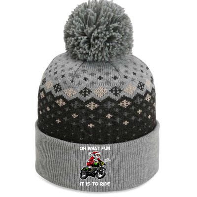 Oh What Fun It Is To Ride Motorcycle Christmas Pajama Gifts Premium The Baniff Cuffed Pom Beanie