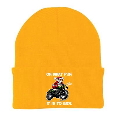 Oh What Fun It Is To Ride Motorcycle Christmas Pajama Gifts Premium Knit Cap Winter Beanie