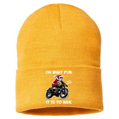 Oh What Fun It Is To Ride Motorcycle Christmas Pajama Gifts Premium Sustainable Knit Beanie