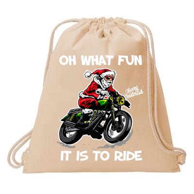 Oh What Fun It Is To Ride Motorcycle Christmas Pajama Gifts Premium Drawstring Bag