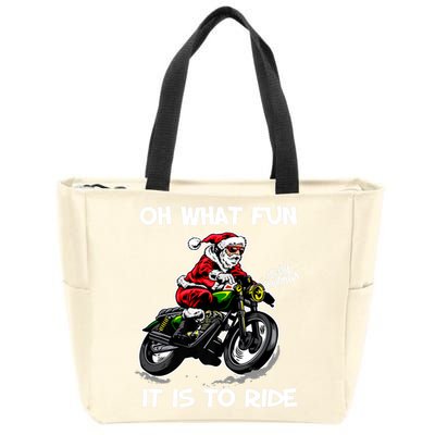 Oh What Fun It Is To Ride Motorcycle Christmas Pajama Gifts Premium Zip Tote Bag