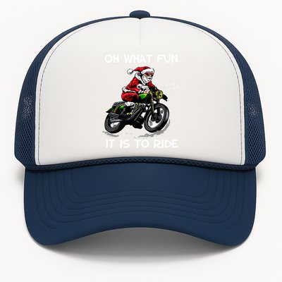 Oh What Fun It Is To Ride Motorcycle Christmas Pajama Gifts Premium Trucker Hat