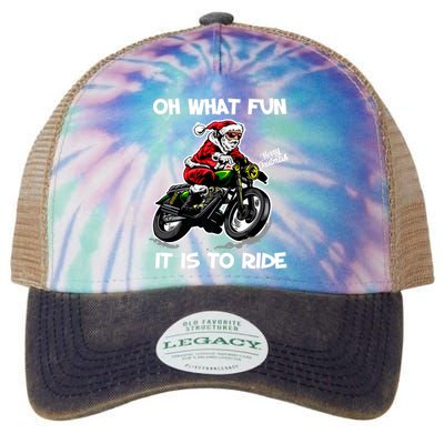 Oh What Fun It Is To Ride Motorcycle Christmas Pajama Gifts Premium Legacy Tie Dye Trucker Hat