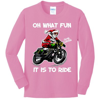 Oh What Fun It Is To Ride Motorcycle Christmas Pajama Gifts Premium Kids Long Sleeve Shirt