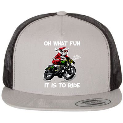 Oh What Fun It Is To Ride Motorcycle Christmas Pajama Gifts Premium Flat Bill Trucker Hat