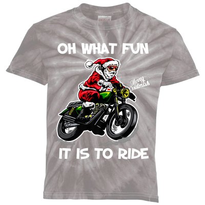 Oh What Fun It Is To Ride Motorcycle Christmas Pajama Gifts Premium Kids Tie-Dye T-Shirt