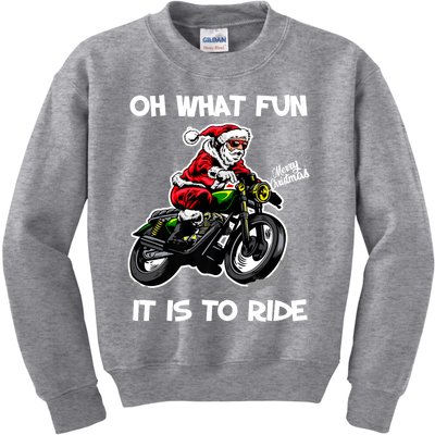 Oh What Fun It Is To Ride Motorcycle Christmas Pajama Gifts Premium Kids Sweatshirt