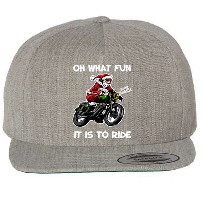 Oh What Fun It Is To Ride Motorcycle Christmas Pajama Gifts Premium Wool Snapback Cap