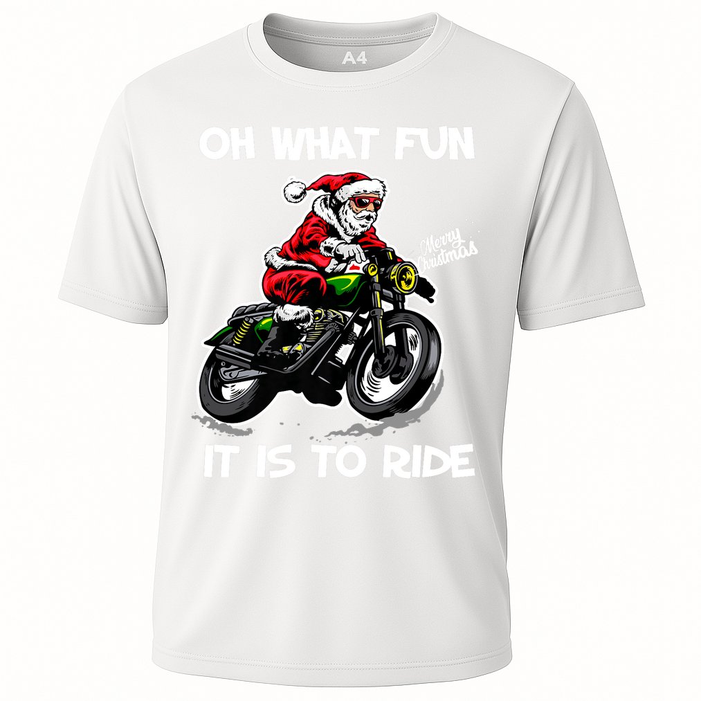 Oh What Fun It Is To Ride Motorcycle Christmas Pajama Gifts Premium Cooling Performance Crew T-Shirt