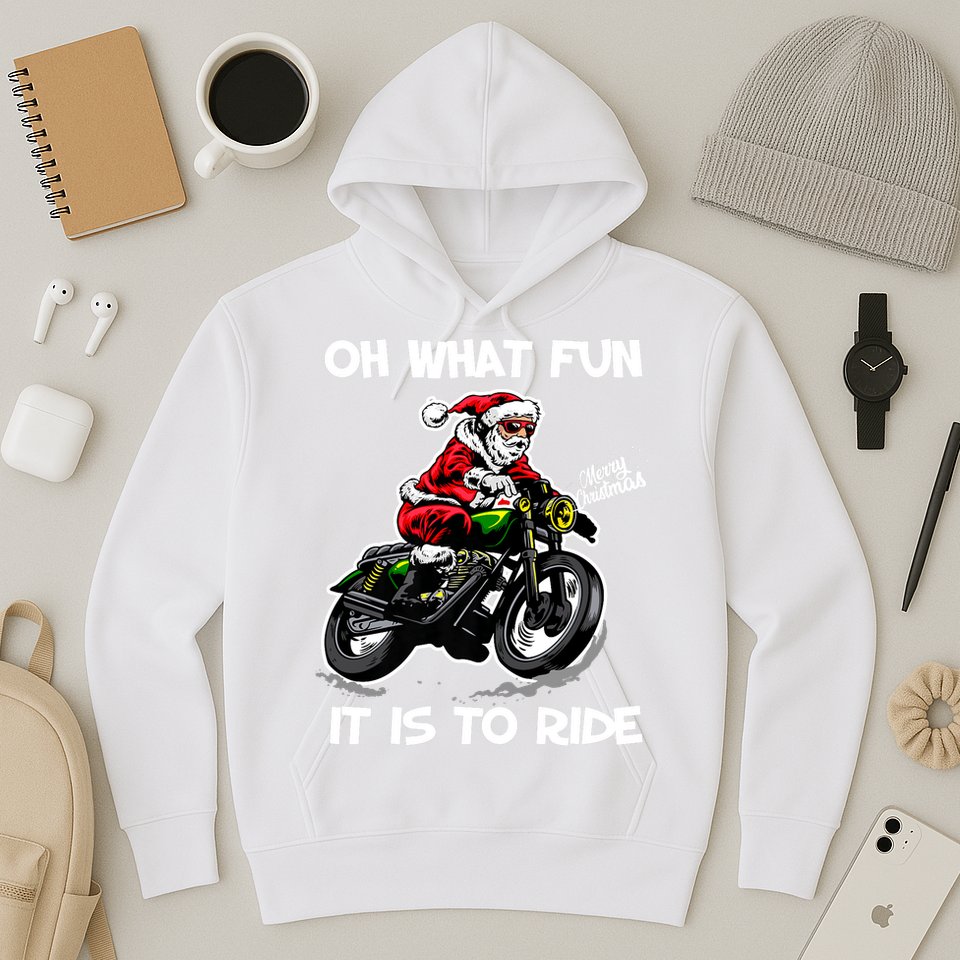 Oh What Fun It Is To Ride Motorcycle Christmas Pajama Gifts Premium Hoodie