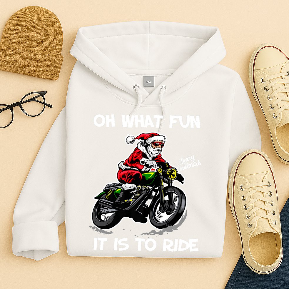 Oh What Fun It Is To Ride Motorcycle Christmas Pajama Gifts Premium Hoodie