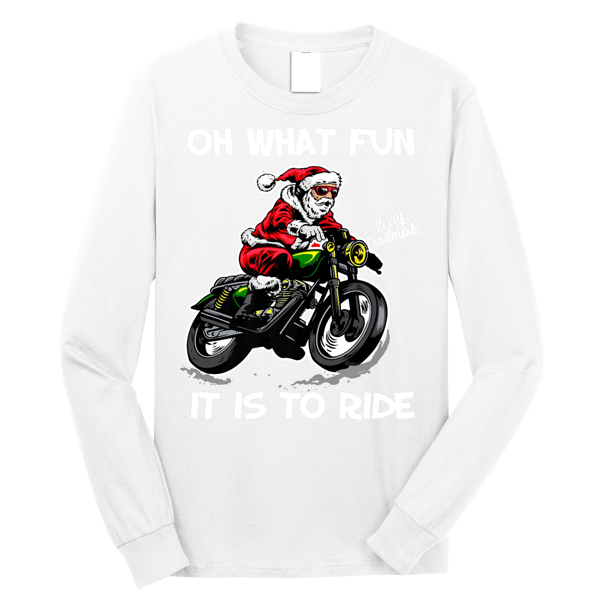 Oh What Fun It Is To Ride Motorcycle Christmas Pajama Gifts Premium Long Sleeve Shirt
