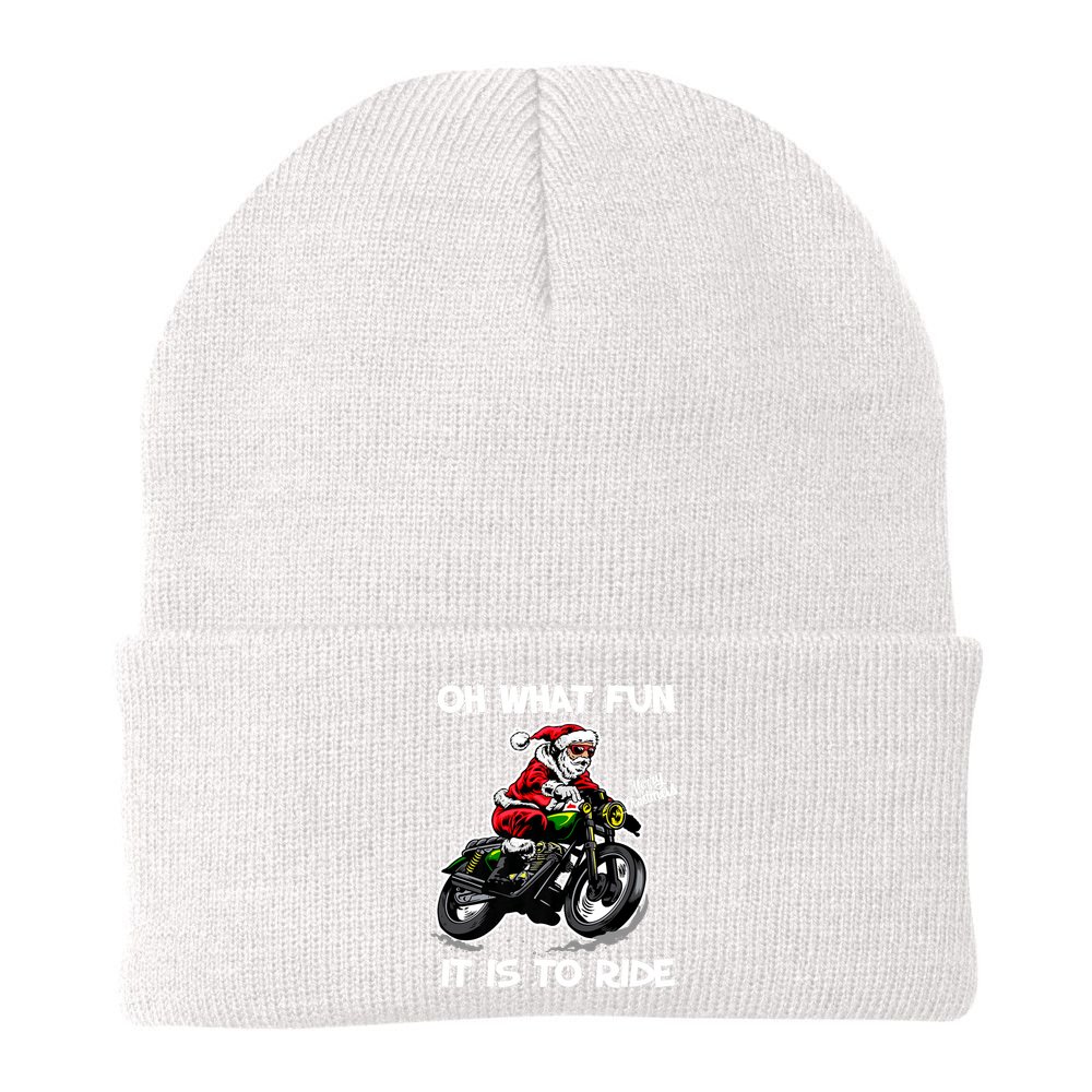 Oh What Fun It Is To Ride Motorcycle Christmas Pajama Gifts Premium Beanie