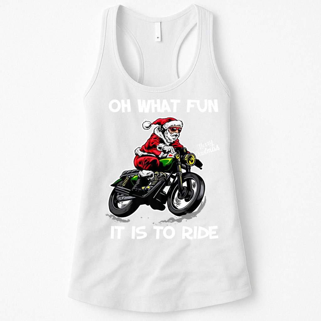 Oh What Fun It Is To Ride Motorcycle Christmas Pajama Gifts Premium Womens Tank Top