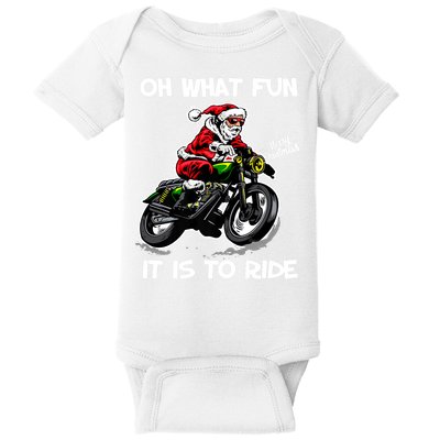 Oh What Fun It Is To Ride Motorcycle Christmas Pajama Gifts Premium Baby Bodysuit