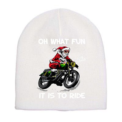 Oh What Fun It Is To Ride Motorcycle Christmas Pajama Gifts Premium Short Acrylic Beanie