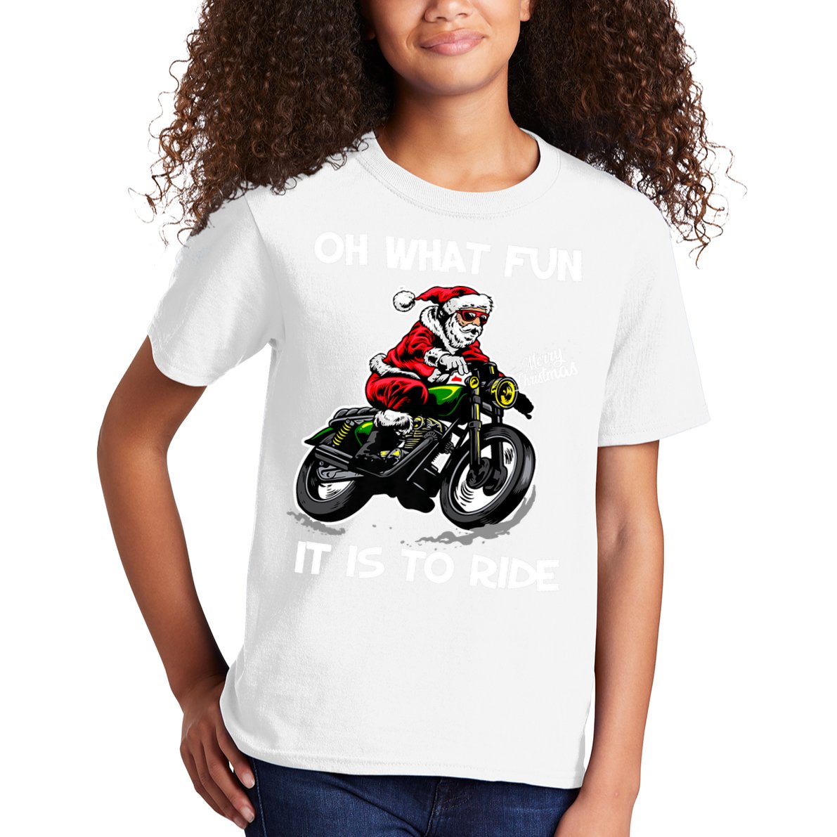 Oh What Fun It Is To Ride Motorcycle Christmas Pajama Gifts Premium Kids T-Shirt