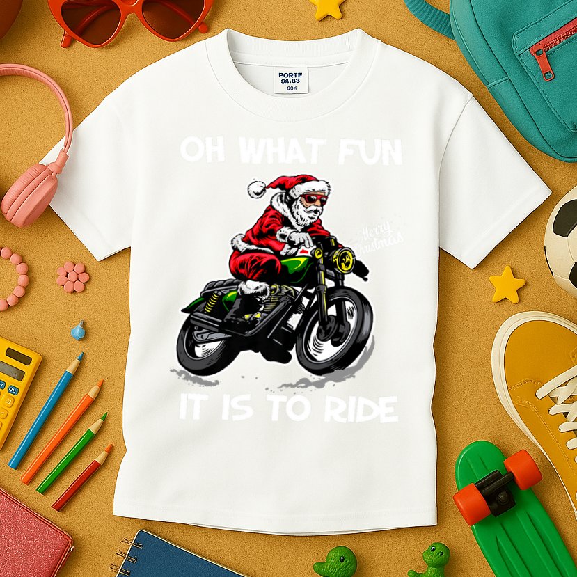 Oh What Fun It Is To Ride Motorcycle Christmas Pajama Gifts Premium Kids T-Shirt