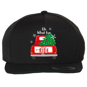 Oh What Fun It Is To Ride Christmas Tree Red Truck Xmas Gift Wool Snapback Cap