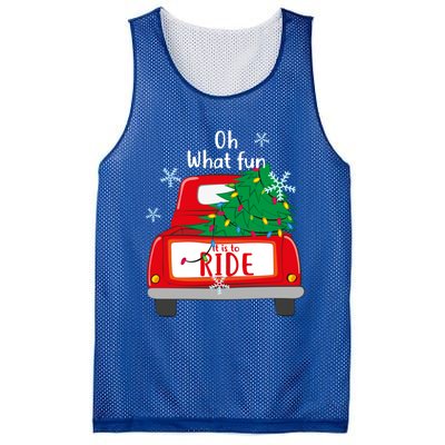 Oh What Fun It Is To Ride Christmas Tree Red Truck Xmas Gift Mesh Reversible Basketball Jersey Tank