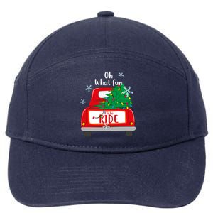 Oh What Fun It Is To Ride Christmas Tree Red Truck Xmas Gift 7-Panel Snapback Hat