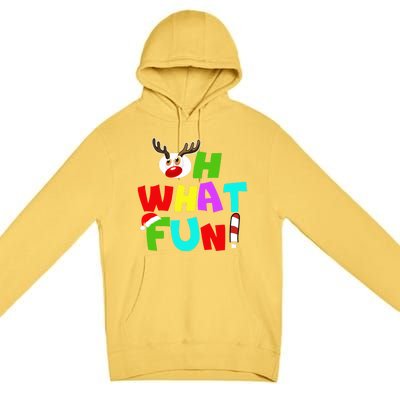 Oh What Fun Christmas Gift With Deer And Santa Hat Gift Premium Pullover Hoodie