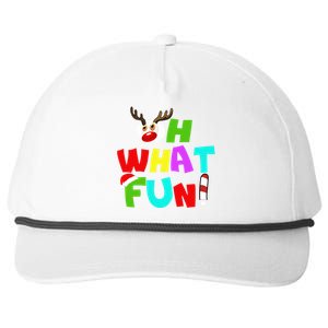 Oh What Fun Christmas Gift With Deer And Santa Hat Gift Snapback Five-Panel Rope Hat