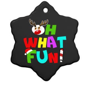 Oh What Fun Christmas Gift With Deer And Santa Hat Gift Ceramic Star Ornament