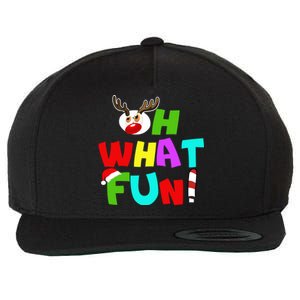 Oh What Fun Christmas Gift With Deer And Santa Hat Gift Wool Snapback Cap