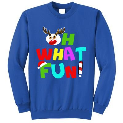 Oh What Fun Christmas Gift With Deer And Santa Hat Gift Sweatshirt