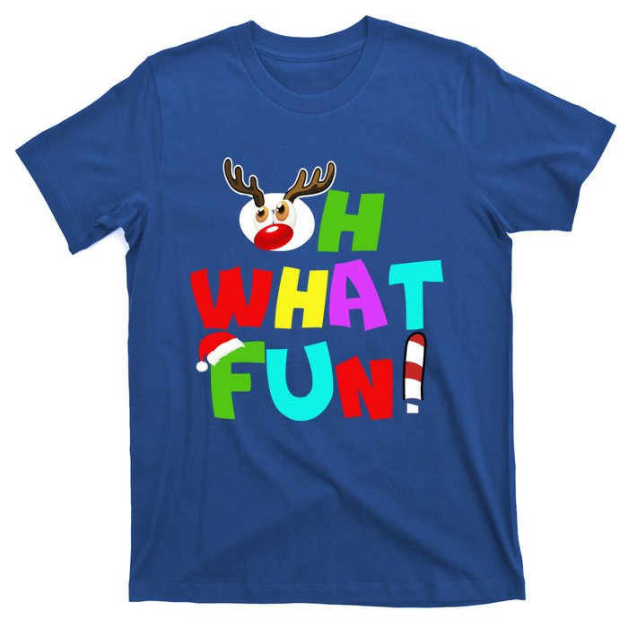 Oh What Fun Christmas Gift With Deer And Santa Hat Gift T-Shirt