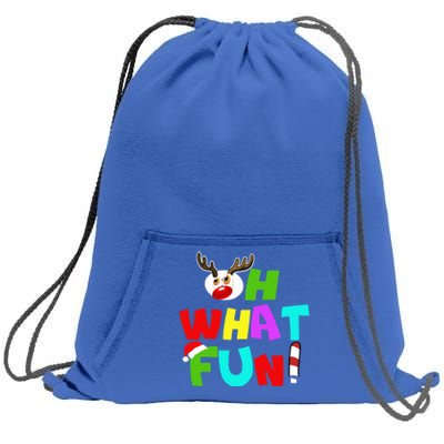 Oh What Fun Christmas Gift With Deer And Santa Hat Gift Sweatshirt Cinch Pack Bag