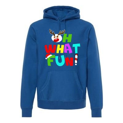 Oh What Fun Christmas Gift With Deer And Santa Hat Gift Premium Hoodie