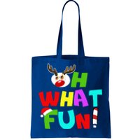 Oh What Fun Christmas Gift With Deer And Santa Hat Gift Tote Bag