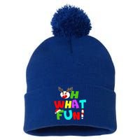 Oh What Fun Christmas Gift With Deer And Santa Hat Gift Pom Pom 12in Knit Beanie