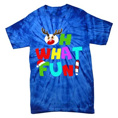 Oh What Fun Christmas Gift With Deer And Santa Hat Gift Tie-Dye T-Shirt