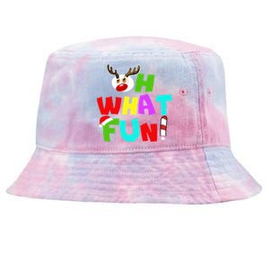 Oh What Fun Christmas Gift With Deer And Santa Hat Gift Tie-Dyed Bucket Hat