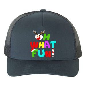 Oh What Fun Christmas Gift With Deer And Santa Hat Gift Yupoong Adult 5-Panel Trucker Hat