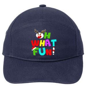 Oh What Fun Christmas Gift With Deer And Santa Hat Gift 7-Panel Snapback Hat