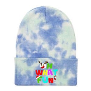 Oh What Fun Christmas Gift With Deer And Santa Hat Gift Tie Dye 12in Knit Beanie