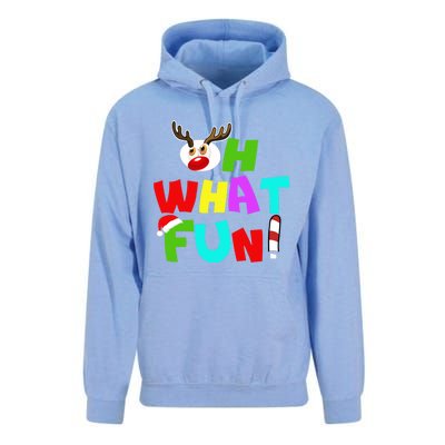 Oh What Fun Christmas Gift With Deer And Santa Hat Gift Unisex Surf Hoodie