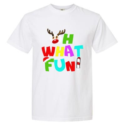 Oh What Fun Christmas Gift With Deer And Santa Hat Gift Garment-Dyed Heavyweight T-Shirt