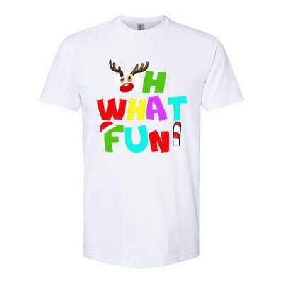 Oh What Fun Christmas Gift With Deer And Santa Hat Gift Softstyle CVC T-Shirt