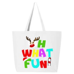 Oh What Fun Christmas Gift With Deer And Santa Hat Gift 25L Jumbo Tote