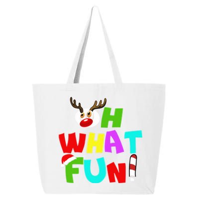 Oh What Fun Christmas Gift With Deer And Santa Hat Gift 25L Jumbo Tote