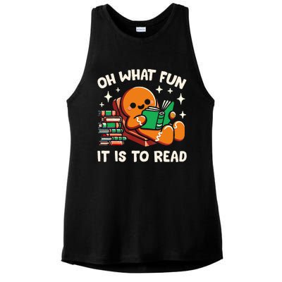 Oh What Fun It Is To Read Christmas Teacher Librarian Books Ladies PosiCharge Tri-Blend Wicking Tank