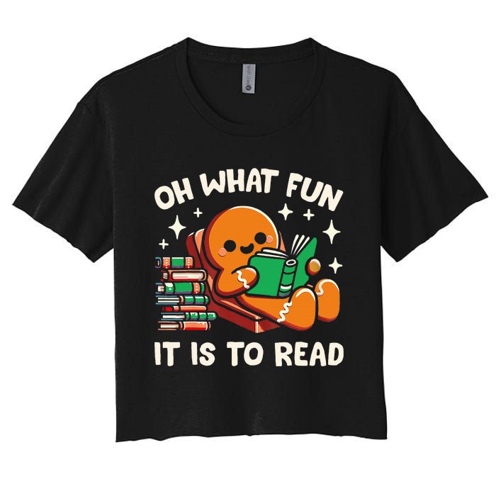 Oh What Fun It Is To Read Christmas Teacher Librarian Books Women's Crop Top Tee